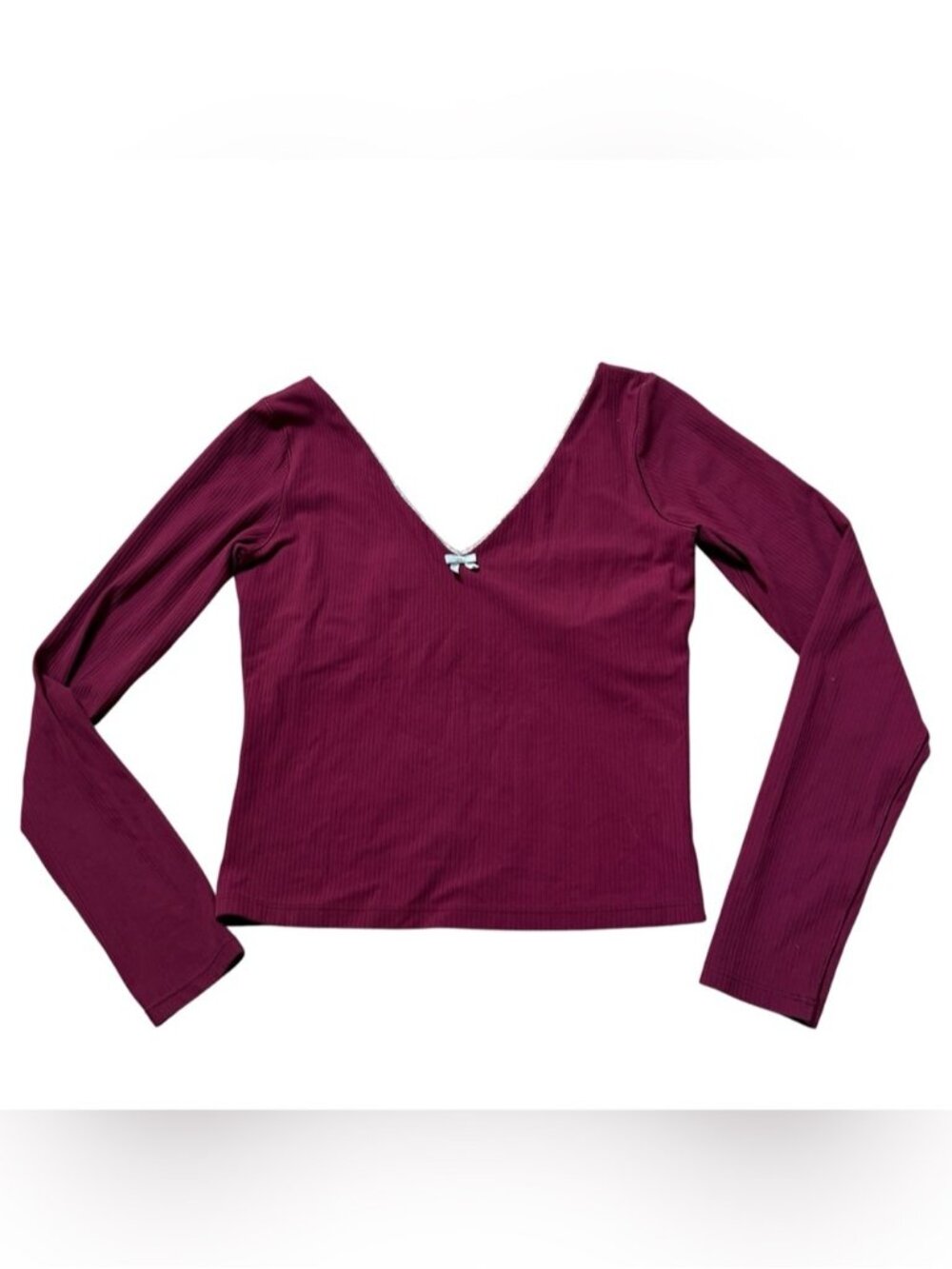 OFFLINE By Aerie Real Me xtra Rib V-Neck Long Sleeve Shirt Size Small